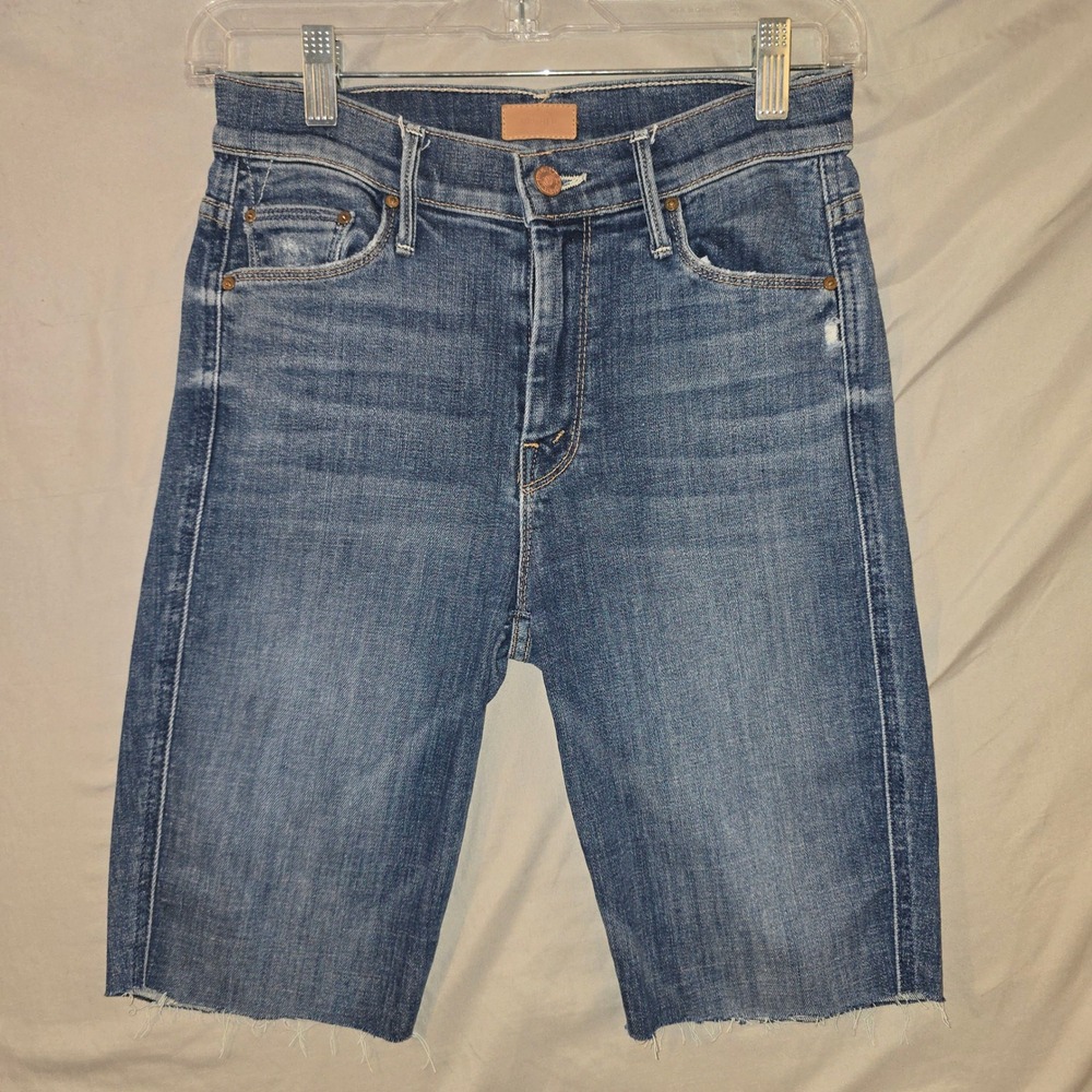 Mother The Vamp Fray 25 Womens Blue Crazy Like a Fox High Rise Denim Shorts